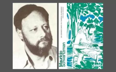 Mauricio Schvartzman y la portada del libro de Alma Monges dedicado a su pensamiento.