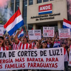 Manifestaci�n frente a la ANDE.