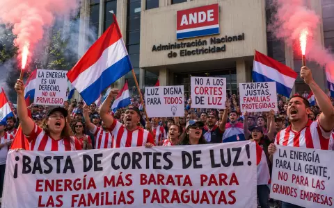 Manifestaci�n frente a la ANDE.