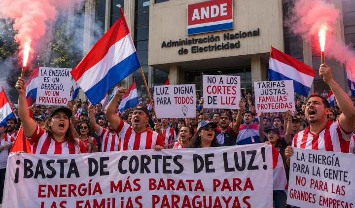 Manifestaci�n frente a la ANDE.