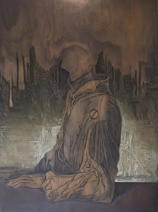 Carlos Colombino. emEl hombre de la camisa/em, serie &ldquo;Reflexiones sobre Durero&rdquo;, 1977. Xilopintura, 107 x 80 cm. � Laura Mandelik