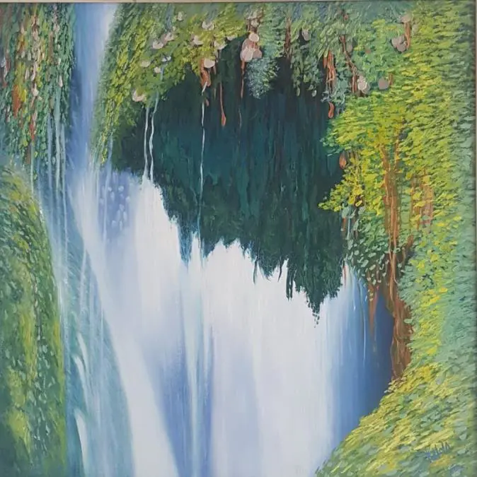 La Cascada, de Kalela Zald�var. �leo sobre lienzo.