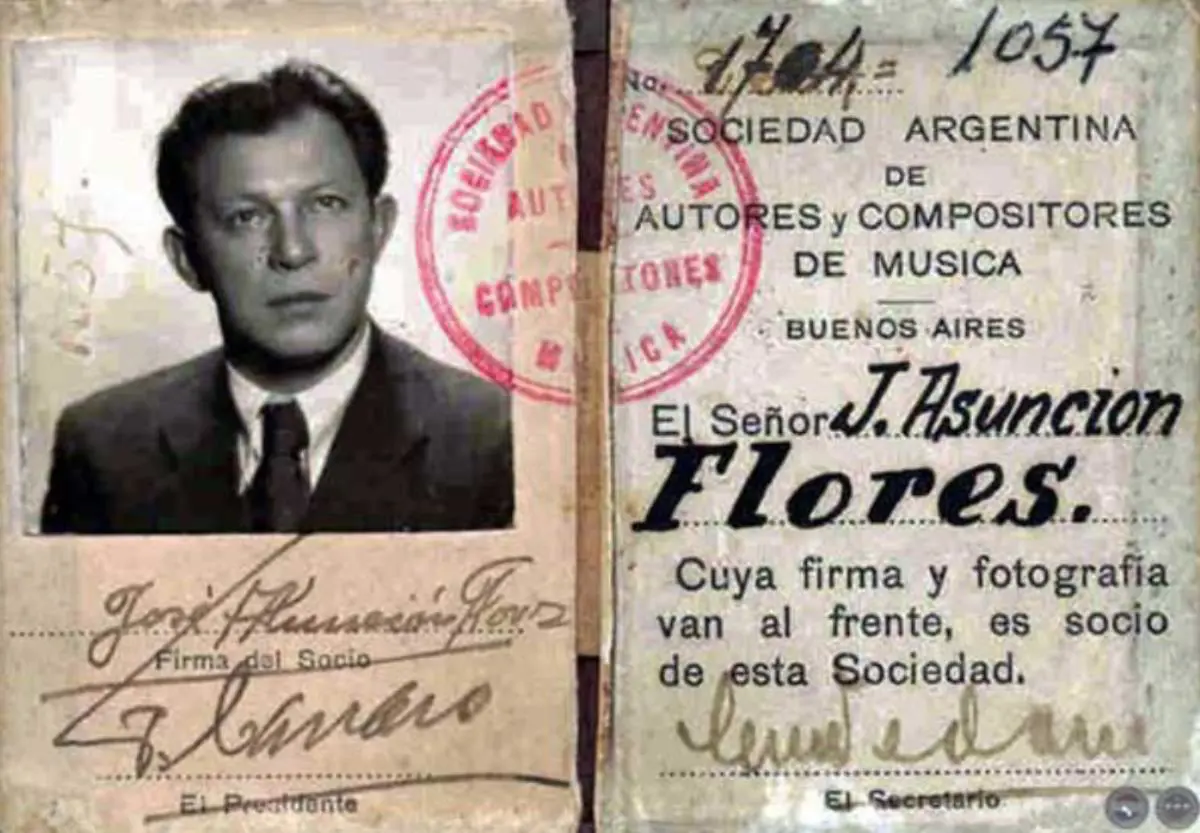 Jos� Asunci�n Flores, carnet de SADAIC