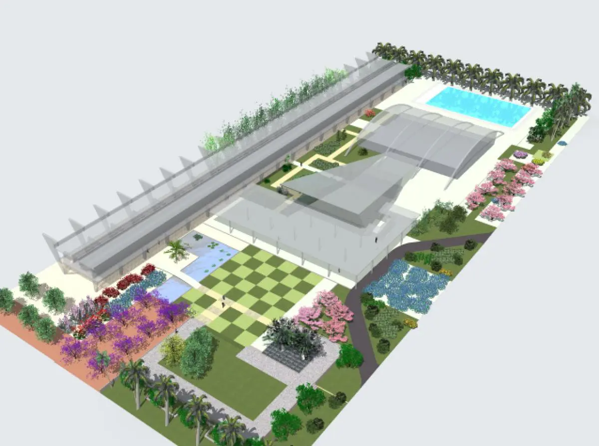 Colegio Experimental Paraguay-Brasil. Dise�o de jardines de Roberto Burle Marx. D�cada de 1960