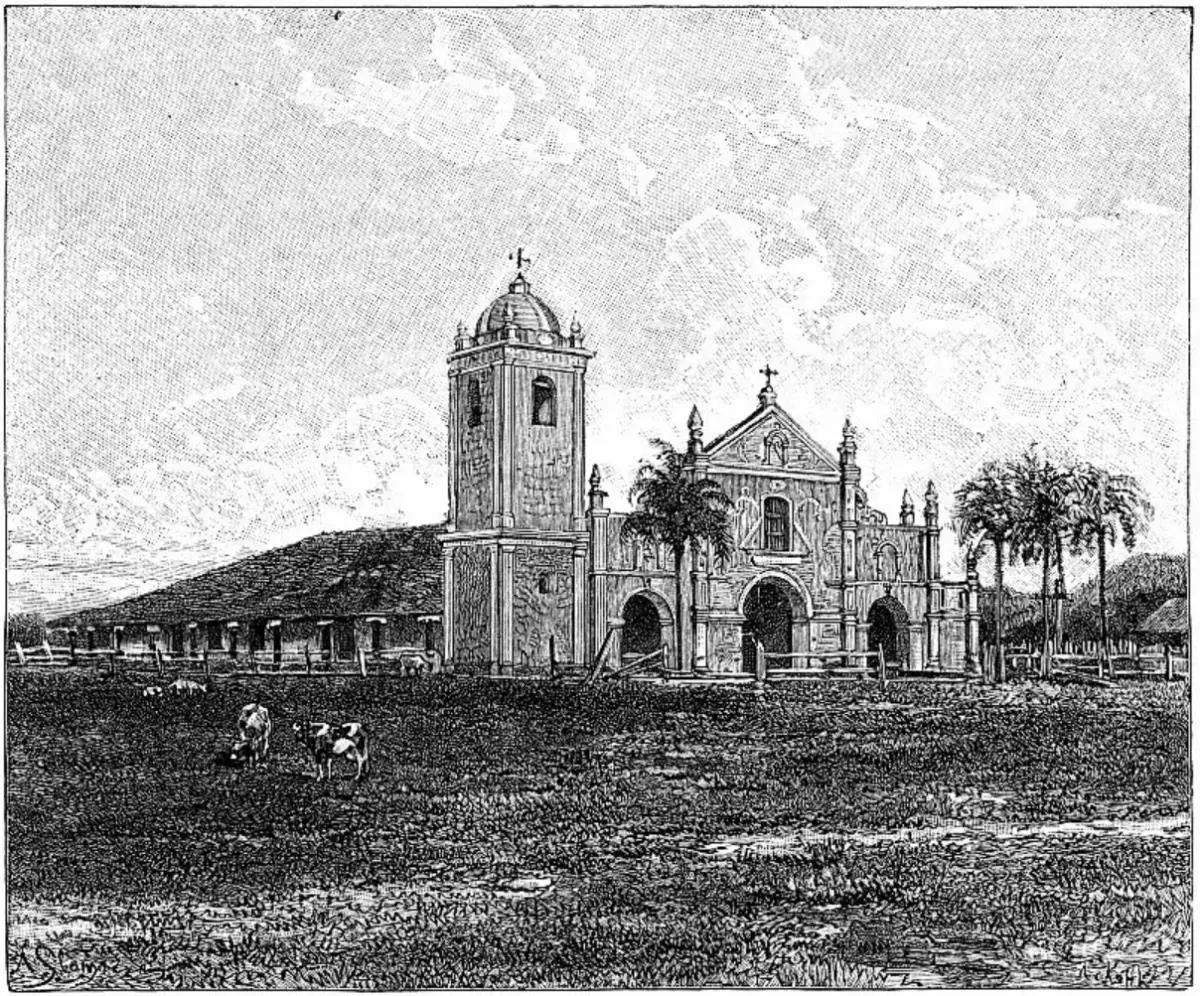 Iglesia de Piray�, imagen aparecida en el libro emGeograf�a Universal/em, de Elis�e Reclus. El autor la califica err�neamente como templo jesuita.