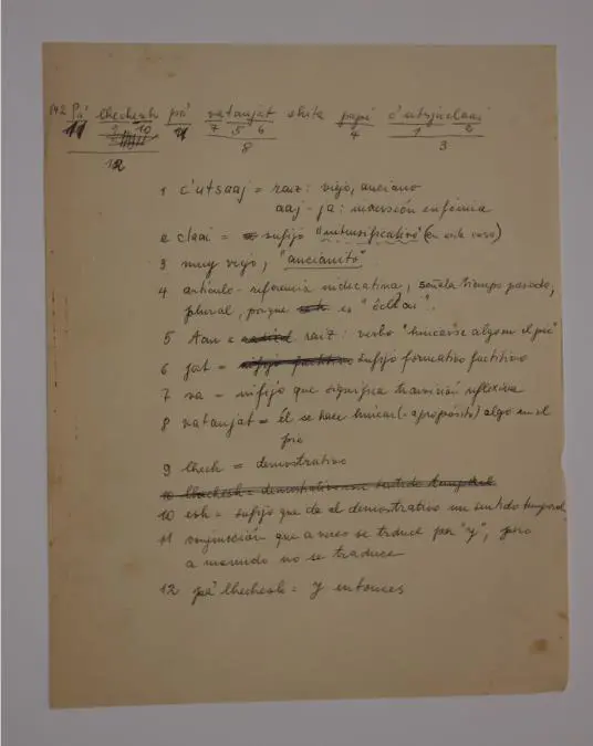 Anotaciones manuscritas de vocabulario nivacl�. Colecci�n Chase-Sardi, Biblioteca Cervantes, CCEJS � Fredy Fretes