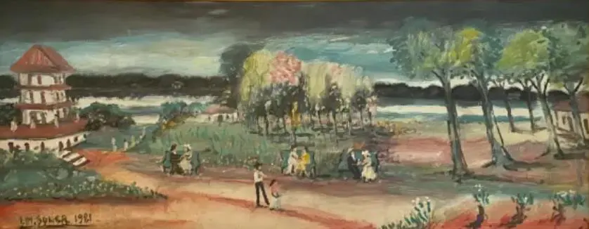 Ignacio N��ez Soler. emEl parque, /em1981. �leo sobre madera. Cortes�a