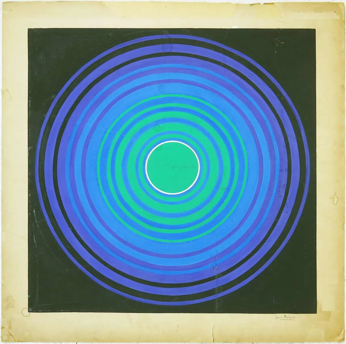 Laura M�rquez. em�ltimo adi�s en Ezeiza/em, 1973. T�cnica mixta, 51 x 51 cm. Colecci�n Galer�a Exaedro. Cortes�a