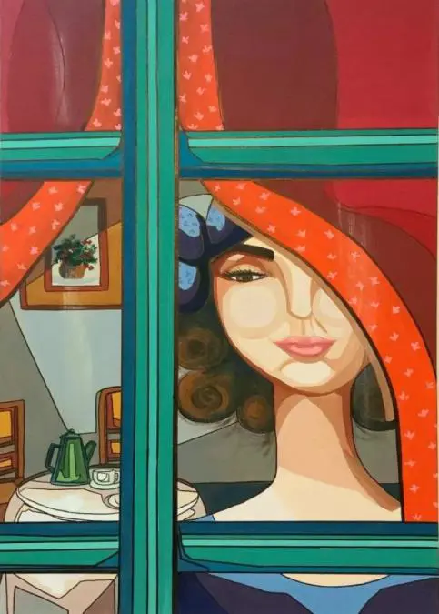 Norma Annicchiarico.em A la espera,�/em2021. Acr�lico sobre tela, 50 x 80 cm. Cortes�a