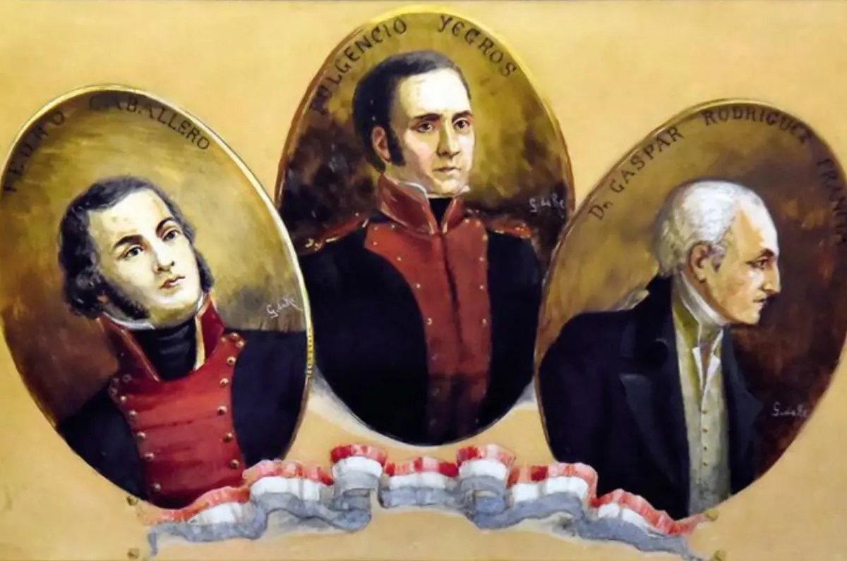 Guillermo Da Re. emPedro Caballero, Fulgencio Yegros, Dn Gaspar Rodríguez Francia/em. Cortesía
