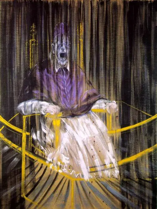 Francis Bacon. emEstudio a partir del Retrato del Papa Inocencio X de Vel�zquez/em, 1953. �leo, 153 x 118 cm. Des Moines Art Center, Iowa