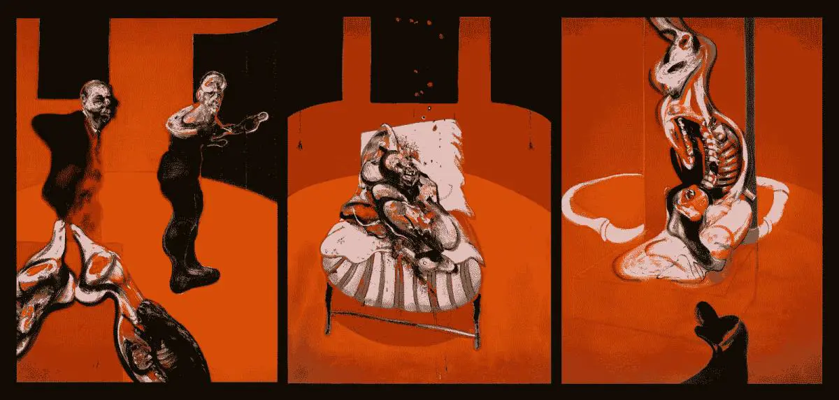 Francis Bacon. emTres estudios para una crucifixi�n/em, 1962. �leo, 198 x 144 cm c/u. Tate Modern, Londres