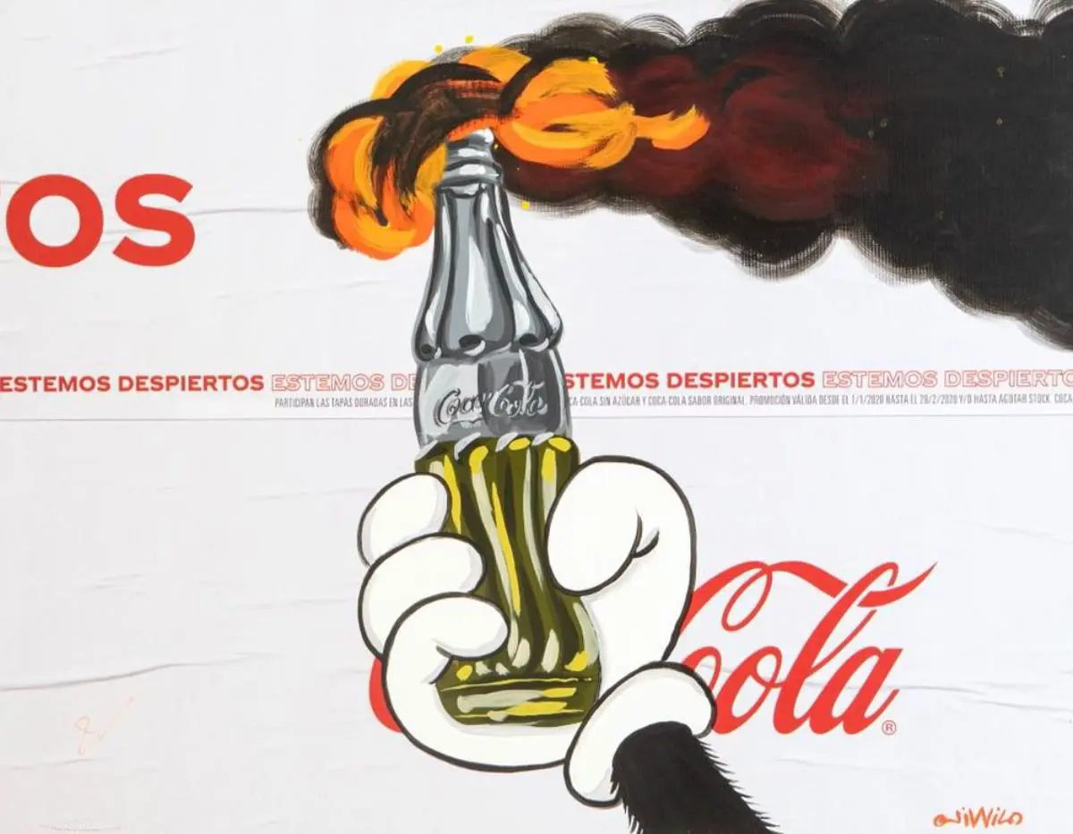 Waldo Longo. emDespiertos/em, 2021. Acr�lico sobre carteler�a publicitaria. Cortes�a