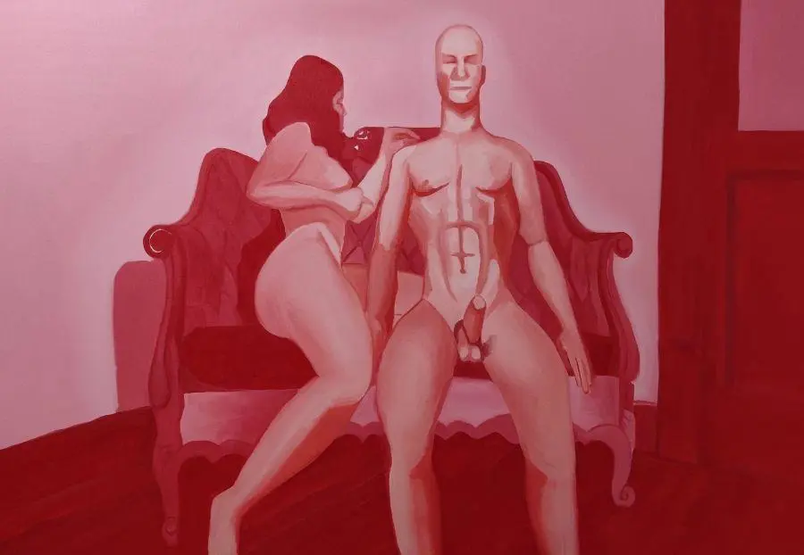 Camila Cadogan. emEl hombre consolador,�/em2021. �leo sobre lienzo. Cortes�a