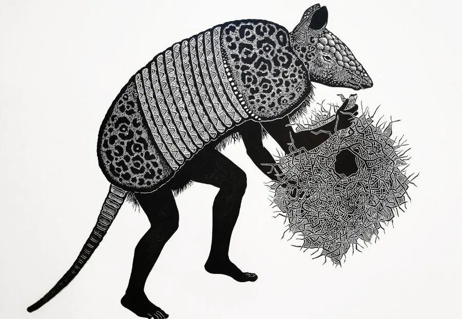Rodrigo Vel�zquez. emTatu capataz,�/em2021. Linograbado. Cortes�a
