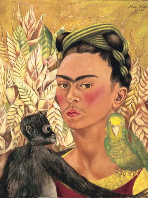Frida Kahlo, emAutorretrato con chango y loro/em, 1942. Colecci�n Malba. Fue tambi�n r�cord en su momento.