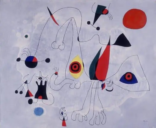Joan Mir�, emMujer y p�jaros al amanecer/em, 1946. Cortes�a