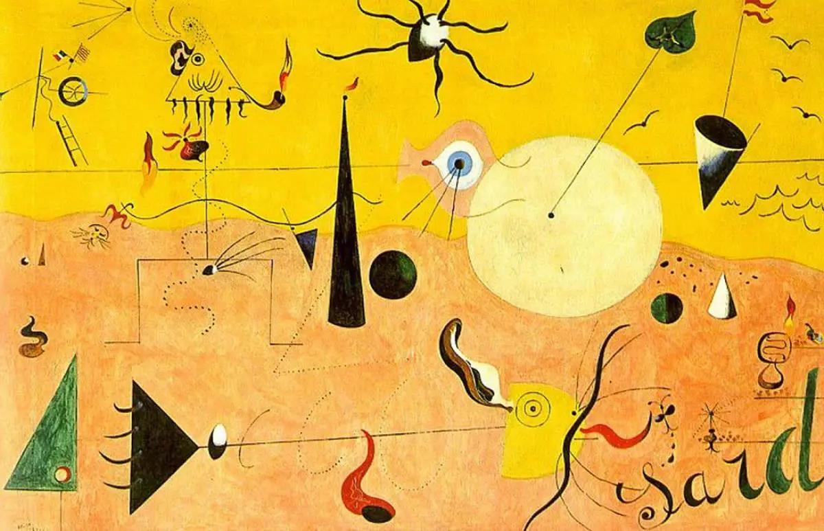Joan Mir�, emPaisaje catal�n (El cazador)/em, 1924. Cortes�a