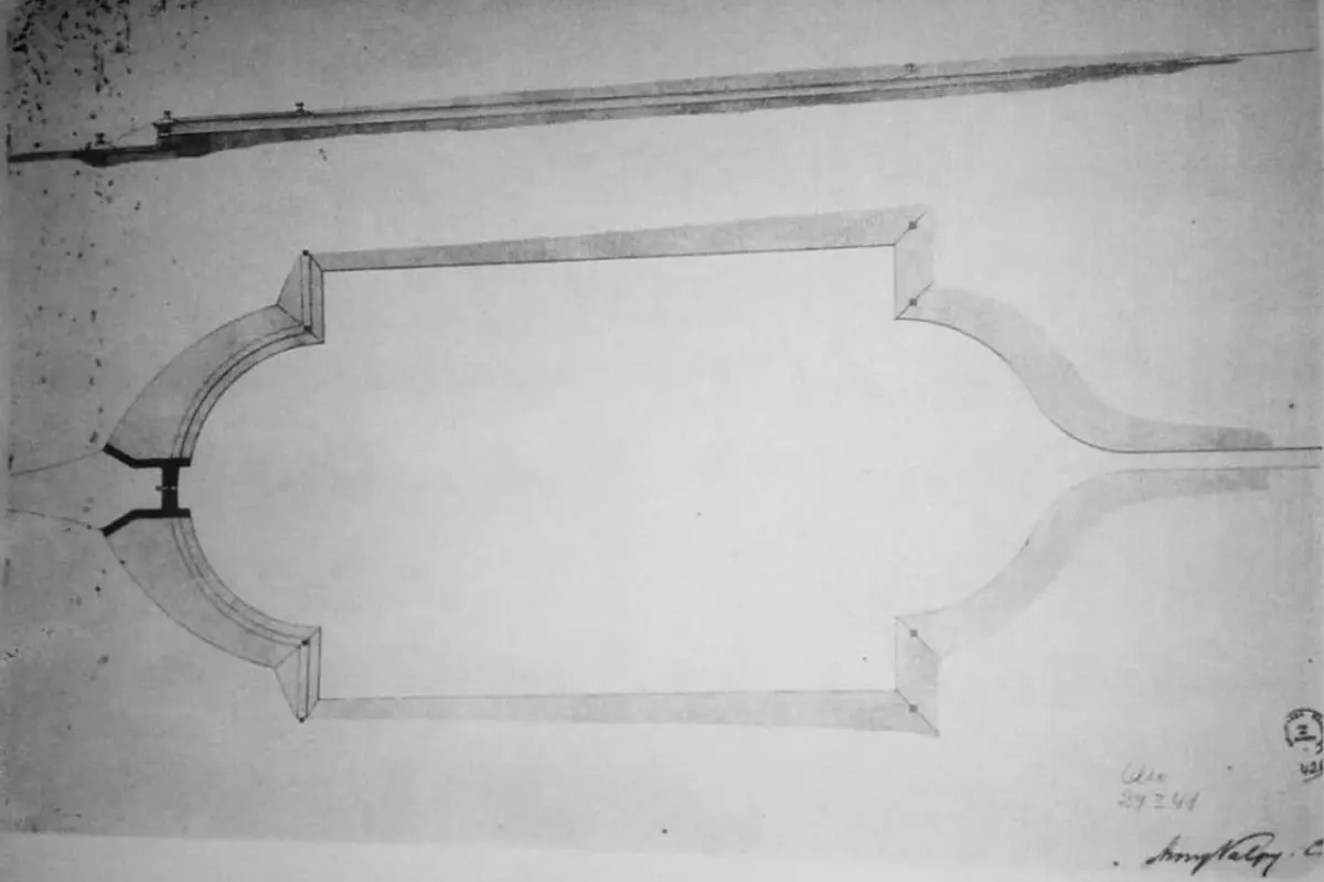 Proyecto de espejo de agua encargado a Henry Valpy en la d�cada de 1840. Fuente: Margarita Dur�n