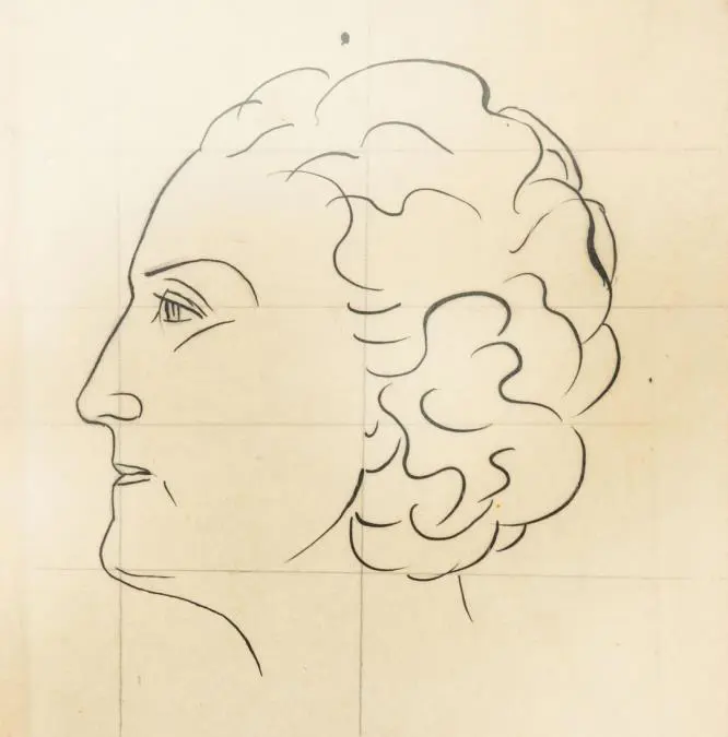 Jos� Laterza Parodi, retrato a tinta de Josefina Pl�. Cortes�a