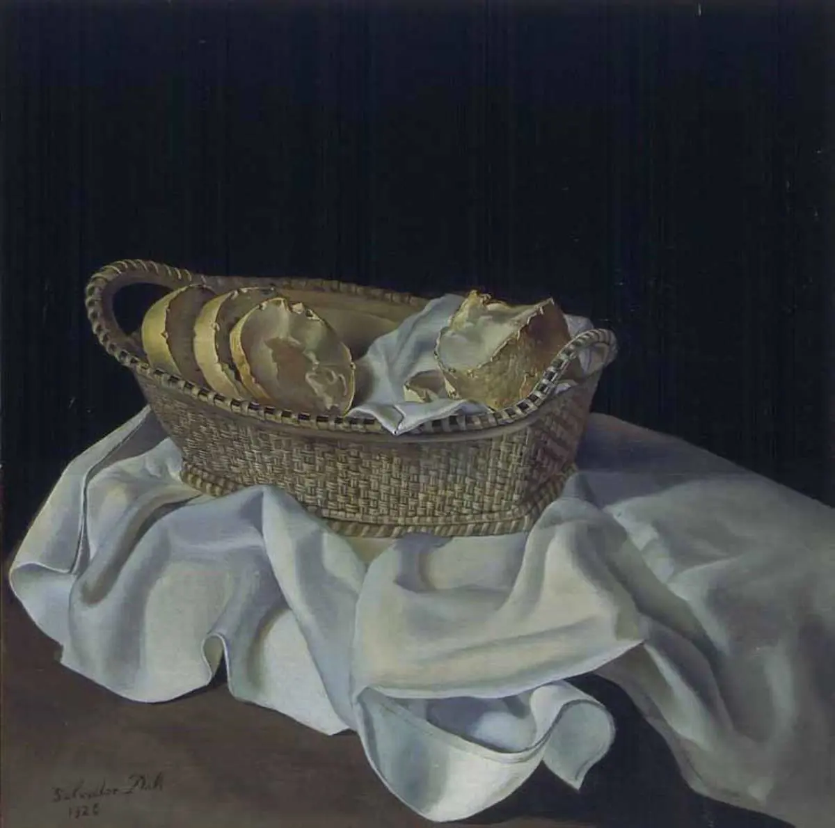 Salvador Dalí, emCesta de pan/em, 1926. Pintura al barniz sobre madera. Fundación Gala y Salvador Dalí.