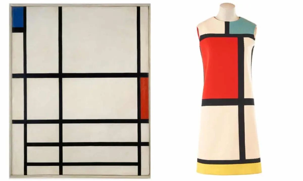 Piet Mondrian, emComposition en rouge, bleu et blanc II/em, 1937. Yves Saint-Laurent colecci�n Primavera/Verano 1965.