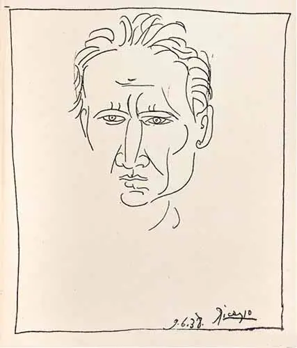C�sar Vallejo, dibujo de Pablo Picasso. Cortes�a
