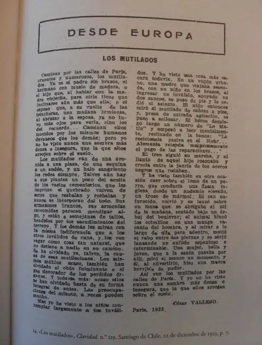 emDesde Europa,/em César Vallejo. Cortesía