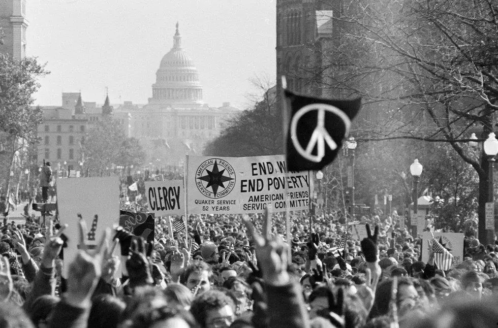 A�os 60, manifestaciones pacifistas en Estados Unidos. Archivo