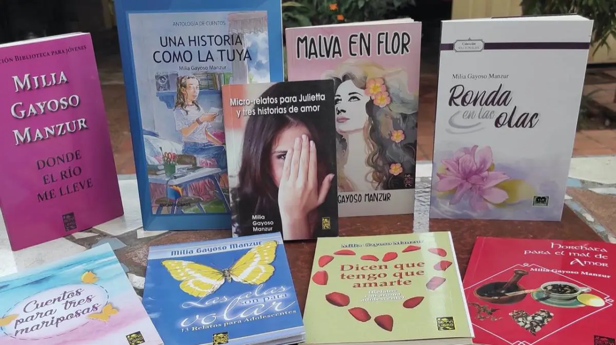 Algunos t�tulos de la producci�n de Milia Gayoso-Manzur. Cortes�a