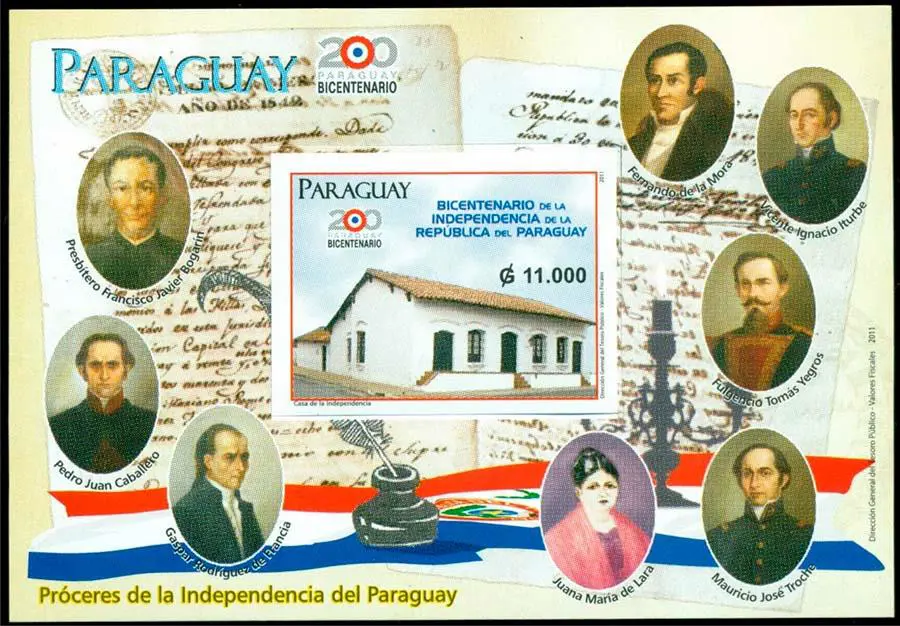 Pr�ceres de la Independencia, 2011. emCat�logo de estampillas del Paraguay./em