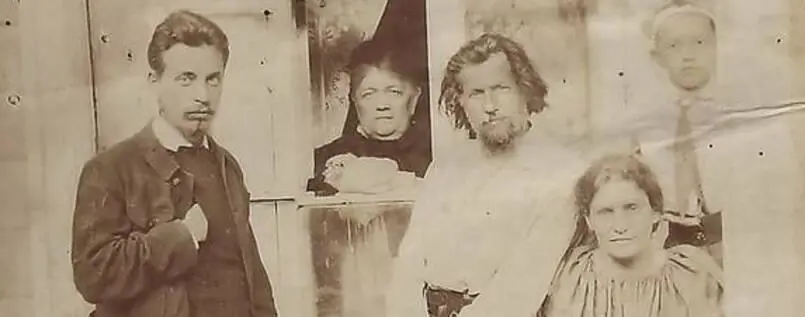Rilke en Rusia, 1899, con el poeta ruso Spiridon Droschin y Lou Andreas-Salom�. Archivo