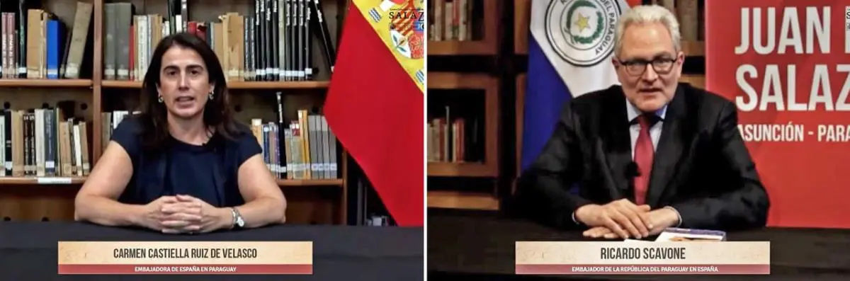 Carmen Castiella Ruiz de Velasco, embajadora de Espa�a en Paraguay y Ricardo Scavone Yegros, embajador de Paraguay en Espa�a. Captura