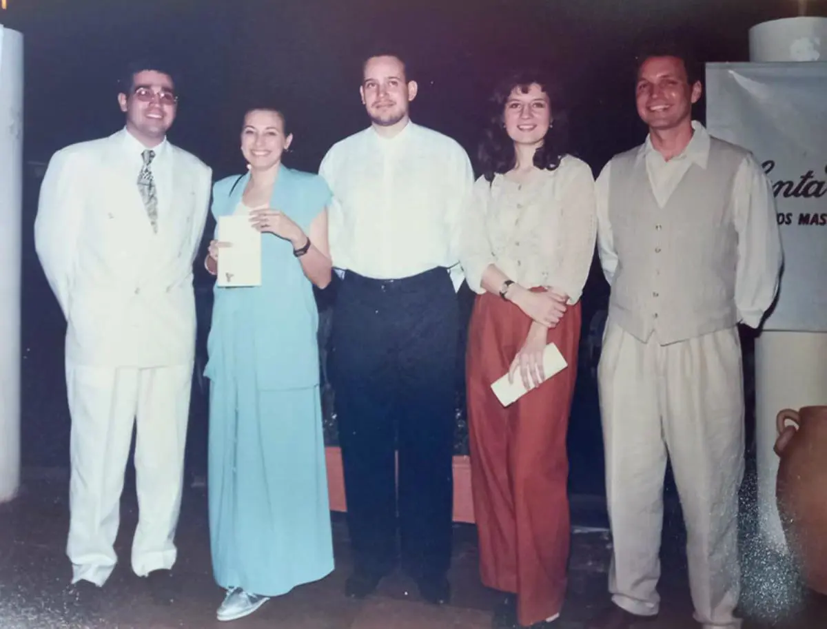Celso Figueredo, Cristina Paoli, Jorge Ocampos, Alejandra Garc�a y Osvaldo Camperchioli. Ca. 1996. Cortes�a J. Ocampos