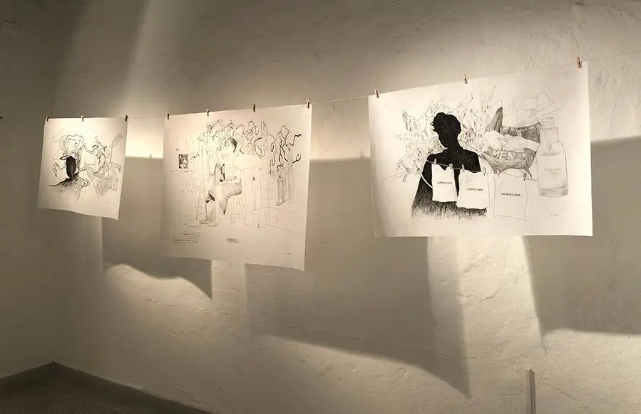 Leo Arian. emCarcaza; No, voy a; Armas son/em, 2019. Grafito sobre entretela. Colecci�n Galer�a Espacio Fuga. Cortes�a
