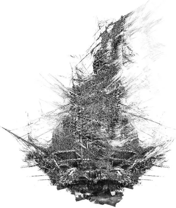 Pedro Florent�n Demestri, emLa Nao 04/em, 2021-2022. Dibujo m�s impresi�n digital sobre cartulina canson. Cortes�a