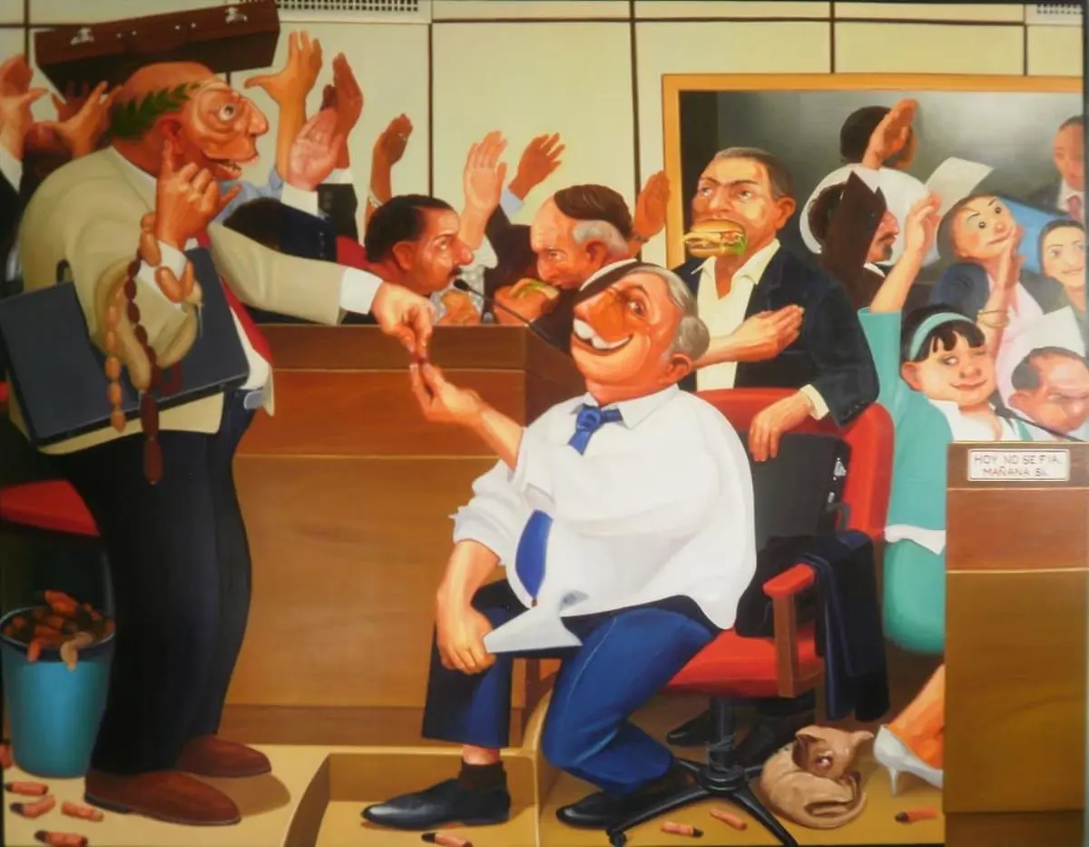 Fidel Fern�ndez, emCadena alimentaria/em, 2018. �leo sobre lienzo. Colecci�n privada. Cortes�a