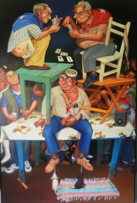 Fidel Fern�ndez, emLa esCal�ra del poder/em, 2017. �leo sobre lienzo. Colecci�n privada. Cortes�a