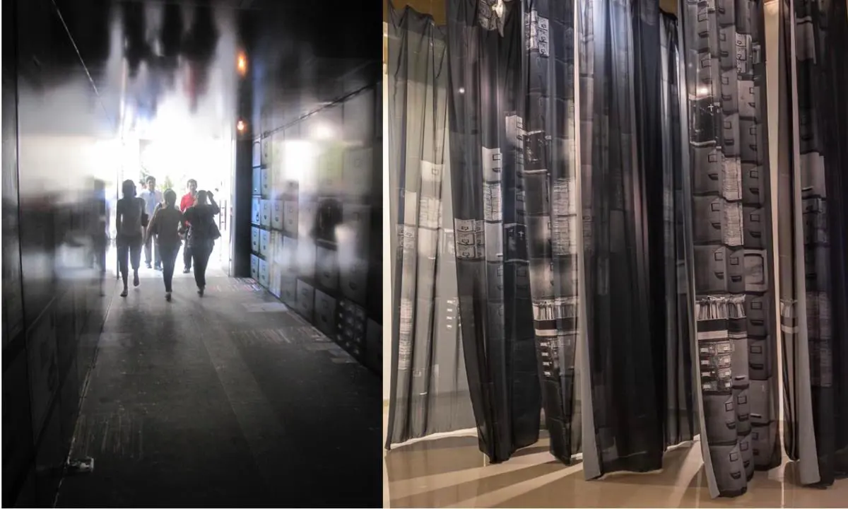 Adriana Gonz�lez Brun. emMemorias de un archivo/em, 2001. emOndulaciones de la memoria/em, 2022. Instalaci�n site-specific. Cortes�a