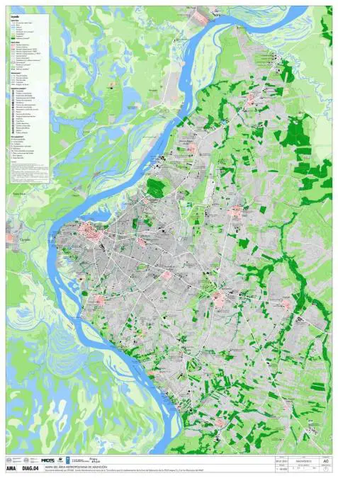 Mapa esquem�tico. Atlas del AMA. Cortes�a
