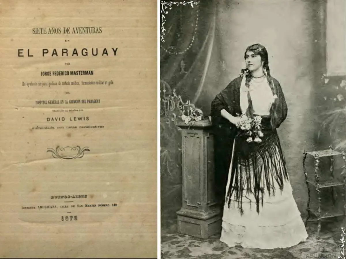 Obra de George Frederick Masterman, Buenos Aires, 1870. Imagen de sencillo atuendo femenino que se usó hasta comienzos del siglo XX en Paraguay. Cortesía