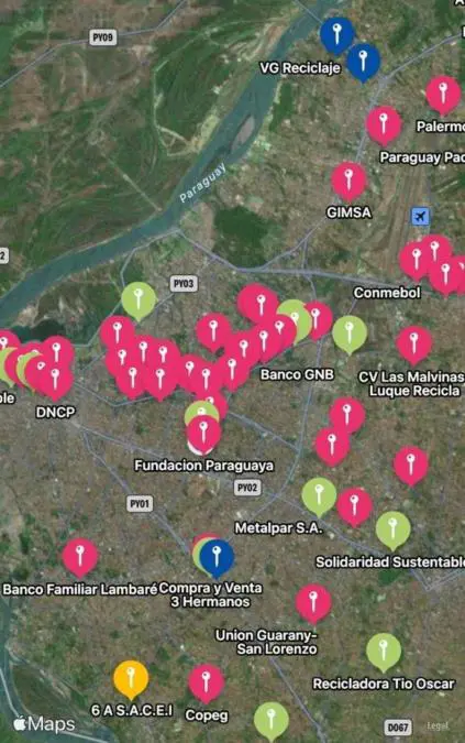 Mapa de losem EcoPuntos /emubicados en Asunci�n. Cortes�a
