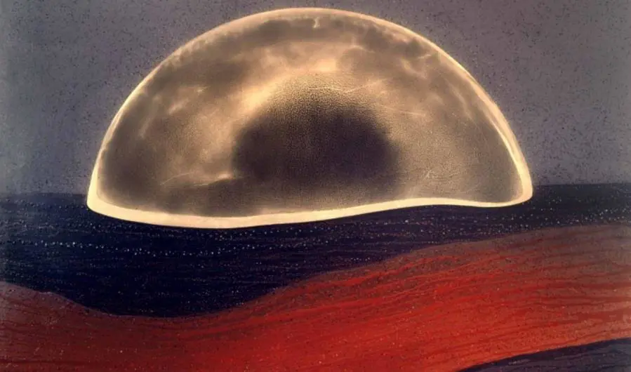 emErupciones en �o/em, 1980. Pintura sobre madera, t�cnica mixta 180 x 240 cm. Cortes�a