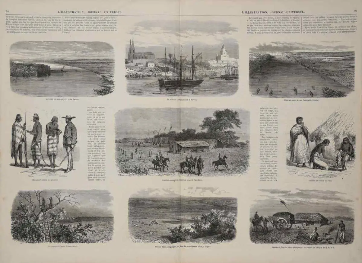 emL'Illustration/em, 12 de enero de 1867. P�gina central dedicada al Paraguay. Colecci�n Diana Dom�nguez W. S. � Fernando Franceschelli