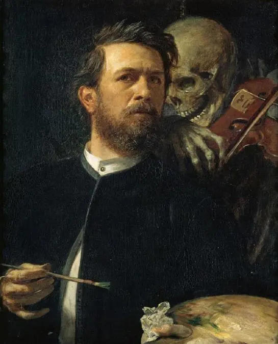 Arnold B�cklin, emAutorretrato con la muerte tocando el viol�n/em, 1872. Alte Nationalgalerie, Berl�n. Cortes�a