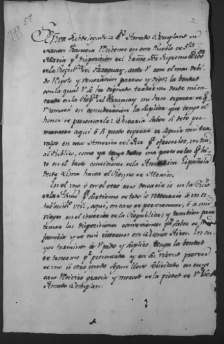 Carta de Amado Bonpland. ANA, SH . Vol 235 Nsupo/sup 11.