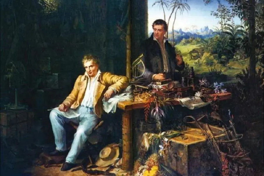 Alexander von Humboldt y Aim� Bonpland en la selva amaz�nica, retratados por Eduard Ender, 1856. Cortes�a