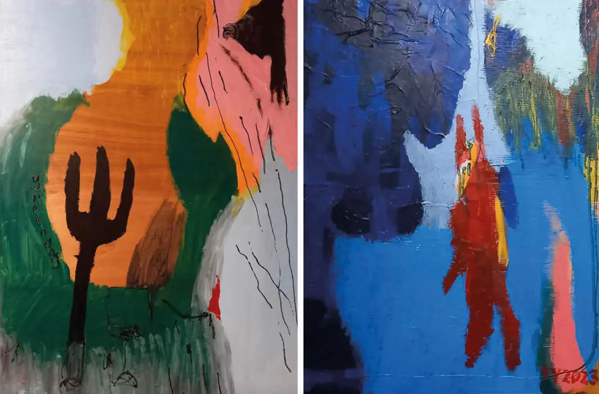 Tera Yegros. emValle verde/em y emHombre azul/em, 2023 (detalles). Cortesía