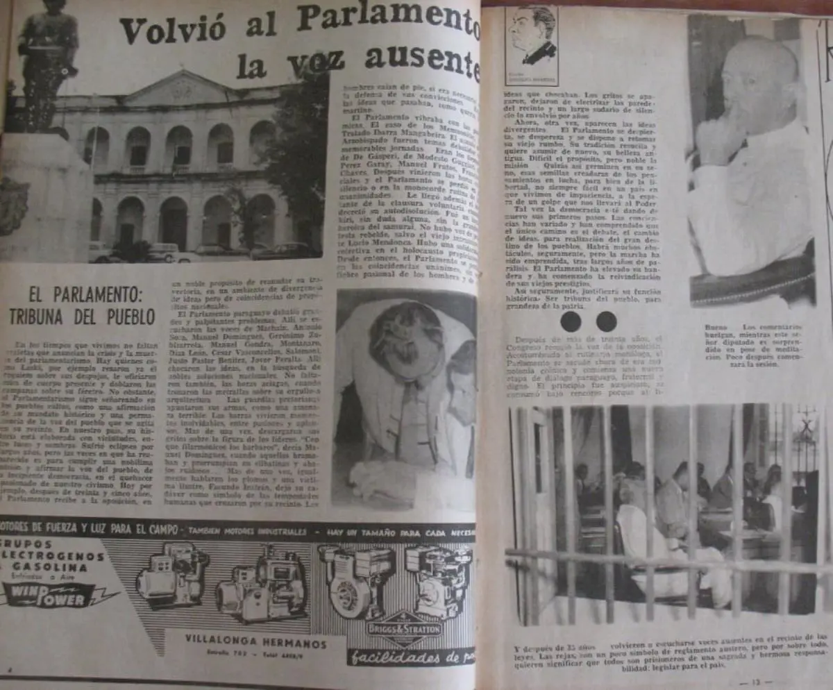 Retorno de los opositores a la Ca?mara de Representantes, 1963. Revista emN?ande/em. Hemeroteca Biblioteca Nacional. Cortes�a