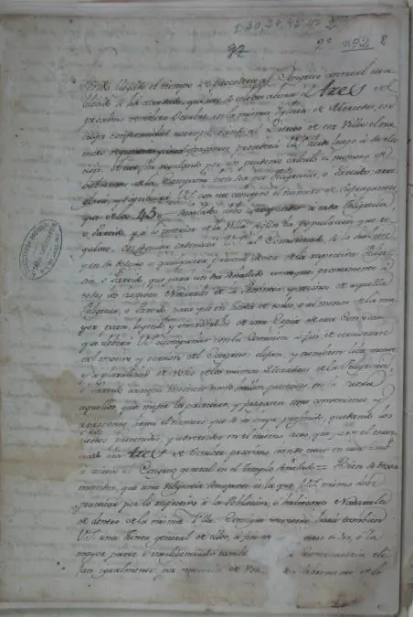 Convocatoria de la Junta Superior Gubernativa al Congreso General de 1813. Archivo Nacional de Asunci�n, Colecci�n AHRPY (ex Colecci�n Rio Branco), Volumen N� 159. Cortes�a